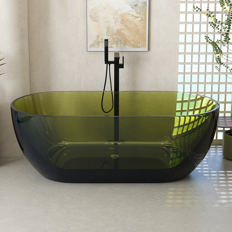 Oval Soaking Bathtub Freestanding Antique Finish Modern Bath Tub Green 62.9"L x 31.4"W x 22"H Tub with Freestanding Tub Fillers Clearhalo 'Bathroom Remodel & Bathroom Fixtures' 'Bathtubs' 'Home Improvement' 'home_improvement' 'home_improvement_bathtubs' 'Showers & Bathtubs' 7339870