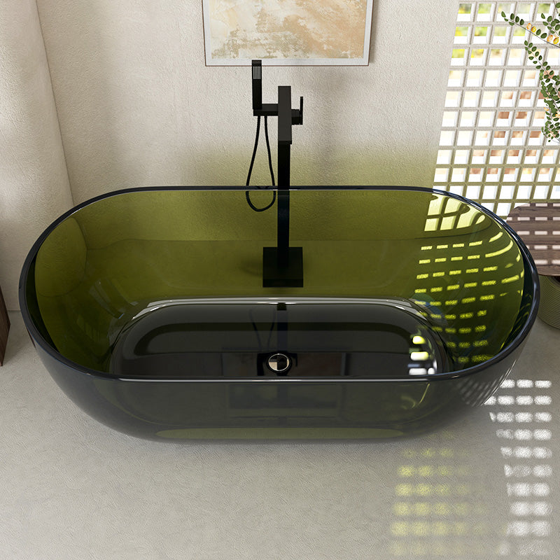 Oval Soaking Bathtub Freestanding Antique Finish Modern Bath Tub Green 71"L x 31"W x 22"H Tub with Freestanding Tub Fillers Clearhalo 'Bathroom Remodel & Bathroom Fixtures' 'Bathtubs' 'Home Improvement' 'home_improvement' 'home_improvement_bathtubs' 'Showers & Bathtubs' 7339871