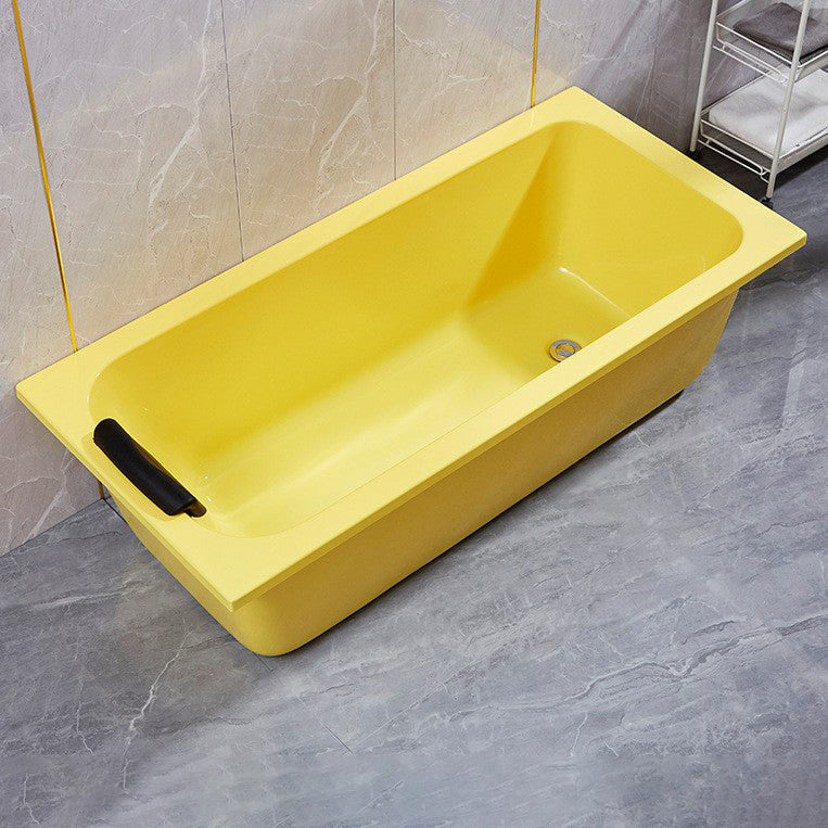 Modern Rectangular Freestanding Bath Acrylic Soaking Pop-up Drain Bathtub Yellow Tub Clearhalo 'Bathroom Remodel & Bathroom Fixtures' 'Bathtubs' 'Home Improvement' 'home_improvement' 'home_improvement_bathtubs' 'Showers & Bathtubs' 7339902