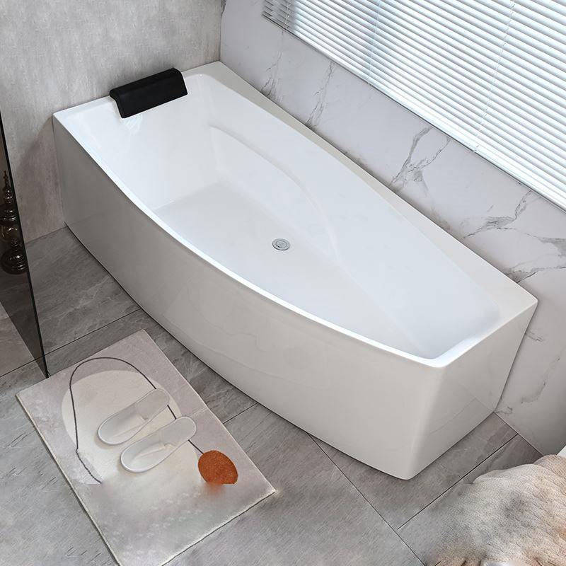 Corner Back to Wall Bath Modern White Soaking Acrylic Bathtub Right Tub Clearhalo 'Bathroom Remodel & Bathroom Fixtures' 'Bathtubs' 'Home Improvement' 'home_improvement' 'home_improvement_bathtubs' 'Showers & Bathtubs' 7339945