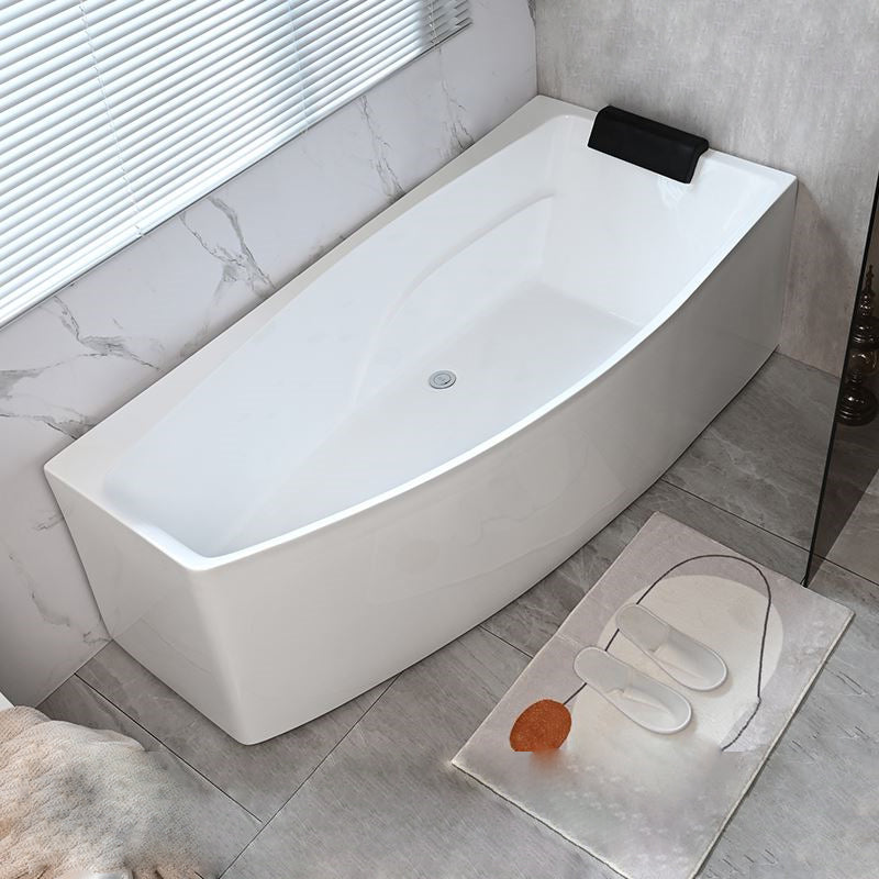 Corner Back to Wall Bath Modern White Soaking Acrylic Bathtub Left Tub Clearhalo 'Bathroom Remodel & Bathroom Fixtures' 'Bathtubs' 'Home Improvement' 'home_improvement' 'home_improvement_bathtubs' 'Showers & Bathtubs' 7339948