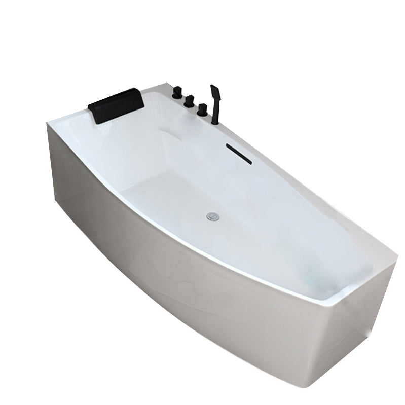 Corner Back to Wall Bath Modern White Soaking Acrylic Bathtub Clearhalo 'Bathroom Remodel & Bathroom Fixtures' 'Bathtubs' 'Home Improvement' 'home_improvement' 'home_improvement_bathtubs' 'Showers & Bathtubs' 7339952