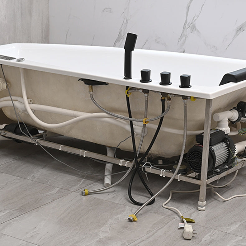 Corner Back to Wall Bath Modern White Soaking Acrylic Bathtub Clearhalo 'Bathroom Remodel & Bathroom Fixtures' 'Bathtubs' 'Home Improvement' 'home_improvement' 'home_improvement_bathtubs' 'Showers & Bathtubs' 7339954