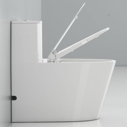 Modern White Floor Mount Toilet Slow Close Seat Included Toilet Bowl for Bathroom 14" Clearhalo 'Bathroom Remodel & Bathroom Fixtures' 'Home Improvement' 'home_improvement' 'home_improvement_toilets' 'Toilets & Bidets' 'Toilets' 7340489