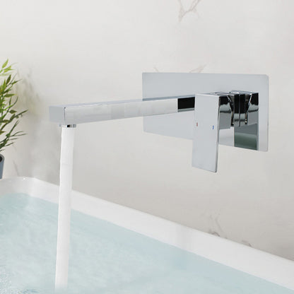 Contemporary Bathtub Faucet Wall Mounted Metal Bath Faucet Trim Silver Square Rectangle Clearhalo 'Bathroom Remodel & Bathroom Fixtures' 'Bathtub Faucets' 'bathtub_faucets' 'Home Improvement' 'home_improvement' 'home_improvement_bathtub_faucets' 7340749