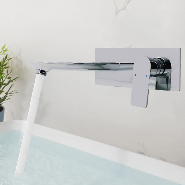 Contemporary Bathtub Faucet Wall Mounted Metal Bath Faucet Trim Silver Round Clearhalo 'Bathroom Remodel & Bathroom Fixtures' 'Bathtub Faucets' 'bathtub_faucets' 'Home Improvement' 'home_improvement' 'home_improvement_bathtub_faucets' 7340750