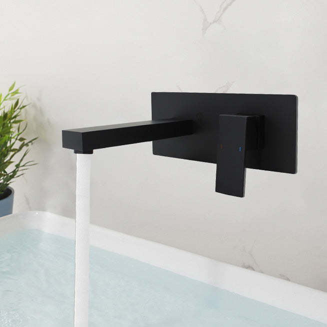Contemporary Bathtub Faucet Wall Mounted Metal Bath Faucet Trim Black Square Rectangle Clearhalo 'Bathroom Remodel & Bathroom Fixtures' 'Bathtub Faucets' 'bathtub_faucets' 'Home Improvement' 'home_improvement' 'home_improvement_bathtub_faucets' 7340751