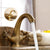 Industrial Wide Spread Bathroom 2 Faucet Cross Handles Lavatory Faucet Bronze Clearhalo 'Bathroom Remodel & Bathroom Fixtures' 'Bathroom Sink Faucets' 'Bathroom Sinks & Faucet Components' 'bathroom_sink_faucets' 'Home Improvement' 'home_improvement' 'home_improvement_bathroom_sink_faucets' 7340817