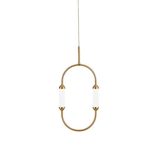Simple Oval Ring Pendant Metallic 19.5"/20.5"/25" H LED Bedside Hanging Ceiling Lamp in Gold with Acrylic Shade, White/Warm Light Clearhalo 'Ceiling Lights' 'Modern Pendants' 'Modern' 'Pendant Lights' 'Pendants' Lighting' 734090