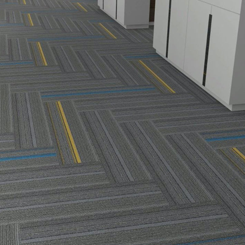 Modern Carpet Tile Level Loop Striped Print Interlocking Non-Skid Tiles and Carpet Dark Gray Clearhalo 'Carpet Tiles & Carpet Squares' 'carpet_tiles_carpet_squares' 'Flooring 'Home Improvement' 'home_improvement' 'home_improvement_carpet_tiles_carpet_squares' Walls and Ceiling' 7341065