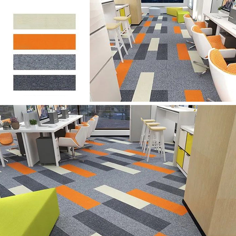Modern Carpet Tile Level Loop Striped Print Interlocking Non-Skid Tiles and Carpet Grey Orange Vinyl Clearhalo 'Carpet Tiles & Carpet Squares' 'carpet_tiles_carpet_squares' 'Flooring 'Home Improvement' 'home_improvement' 'home_improvement_carpet_tiles_carpet_squares' Walls and Ceiling' 7341077