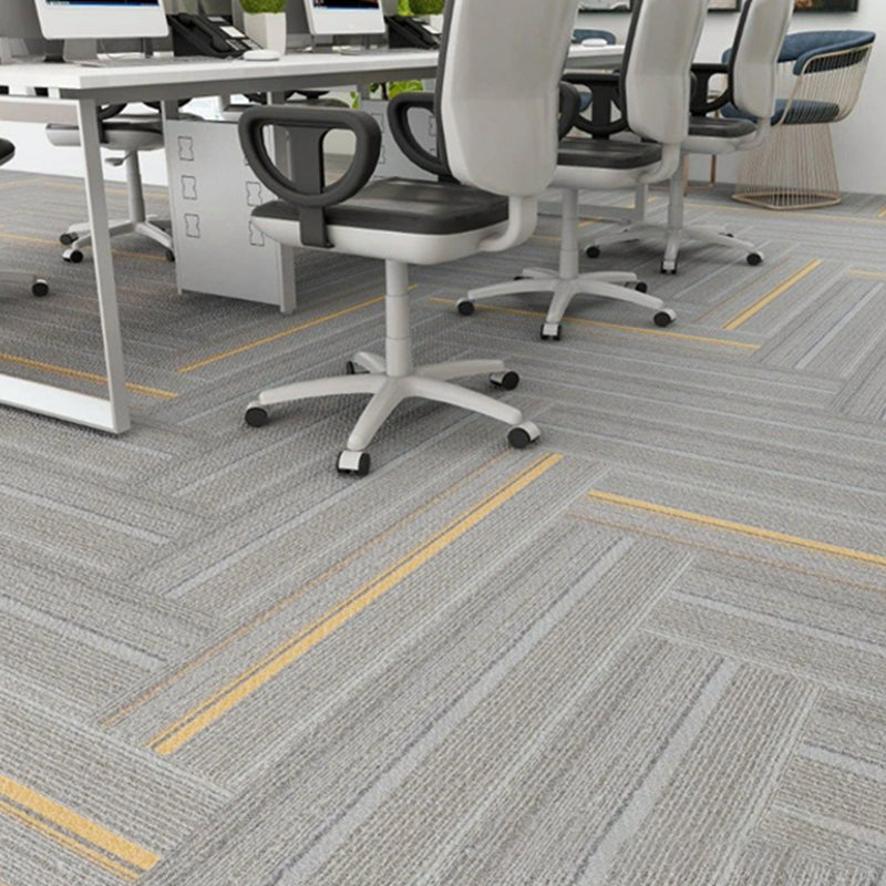 Modern Carpet Tile Level Loop Striped Print Interlocking Non-Skid Tiles and Carpet Light Gray Clearhalo 'Carpet Tiles & Carpet Squares' 'carpet_tiles_carpet_squares' 'Flooring 'Home Improvement' 'home_improvement' 'home_improvement_carpet_tiles_carpet_squares' Walls and Ceiling' 7341078