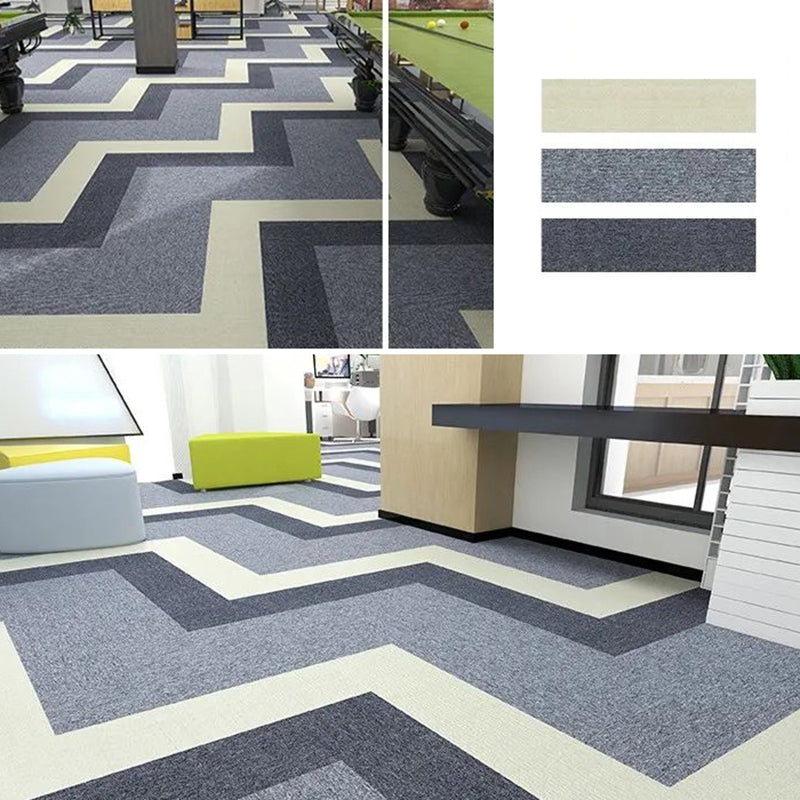 Modern Carpet Tile Level Loop Striped Print Interlocking Non-Skid Tiles and Carpet Beige/ Gray Vinyl Clearhalo 'Carpet Tiles & Carpet Squares' 'carpet_tiles_carpet_squares' 'Flooring 'Home Improvement' 'home_improvement' 'home_improvement_carpet_tiles_carpet_squares' Walls and Ceiling' 7341084
