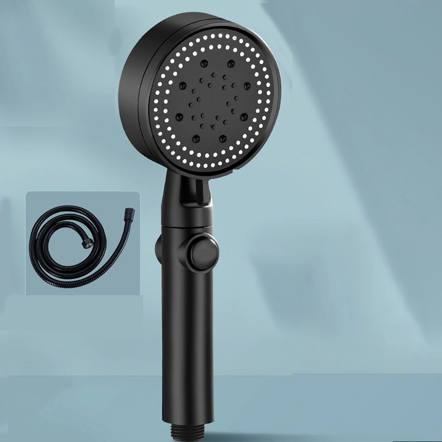 Contemporary Round Hand Shower Adjustable Spray Pattern Wall-Mount Showerhead Black Shower Head with Hose Clearhalo 'Bathroom Remodel & Bathroom Fixtures' 'Home Improvement' 'home_improvement' 'home_improvement_shower_heads' 'Shower Heads' 'shower_heads' 'Showers & Bathtubs Plumbing' 'Showers & Bathtubs' 7341123
