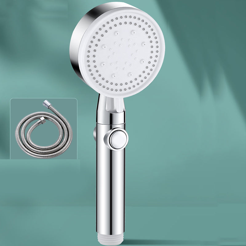 Contemporary Round Hand Shower Adjustable Spray Pattern Wall-Mount Showerhead Silver Shower Head with Hose Clearhalo 'Bathroom Remodel & Bathroom Fixtures' 'Home Improvement' 'home_improvement' 'home_improvement_shower_heads' 'Shower Heads' 'shower_heads' 'Showers & Bathtubs Plumbing' 'Showers & Bathtubs' 7341125