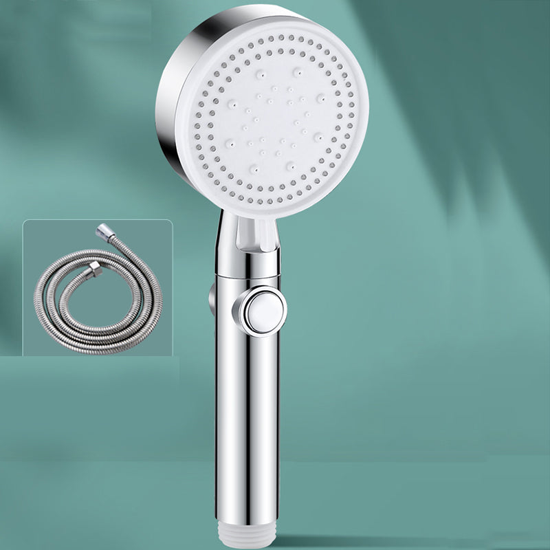 Contemporary Round Hand Shower Adjustable Spray Pattern Wall-Mount Showerhead Silver Shower Head with Hose Clearhalo 'Bathroom Remodel & Bathroom Fixtures' 'Home Improvement' 'home_improvement' 'home_improvement_shower_heads' 'Shower Heads' 'shower_heads' 'Showers & Bathtubs Plumbing' 'Showers & Bathtubs' 7341125