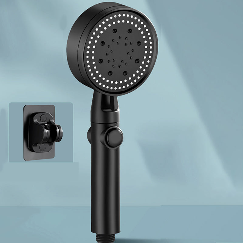Contemporary Round Hand Shower Adjustable Spray Pattern Wall-Mount Showerhead Black Shower Head with Wall Pedestal Hose not included Clearhalo 'Bathroom Remodel & Bathroom Fixtures' 'Home Improvement' 'home_improvement' 'home_improvement_shower_heads' 'Shower Heads' 'shower_heads' 'Showers & Bathtubs Plumbing' 'Showers & Bathtubs' 7341129