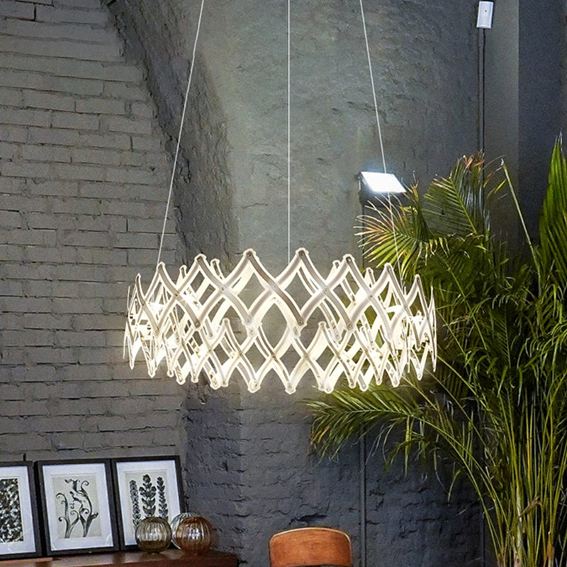 31.5"/23.5" W Grid Chandelier Contemporary Acrylic Dining Room LED Suspension Lamp in Chrome/Gold, Warm/White Light Clearhalo 'Ceiling Lights' 'Chandeliers' 'Modern Chandeliers' 'Modern' Lighting' 734135