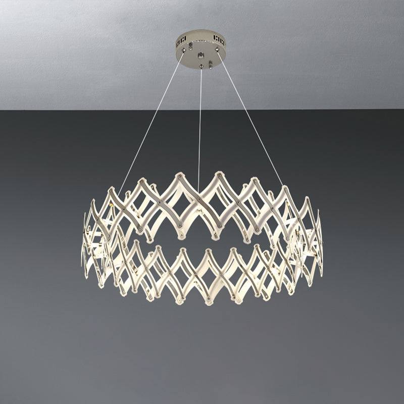 31.5"/23.5" W Grid Chandelier Contemporary Acrylic Dining Room LED Suspension Lamp in Chrome/Gold, Warm/White Light Clearhalo 'Ceiling Lights' 'Chandeliers' 'Modern Chandeliers' 'Modern' Lighting' 734136