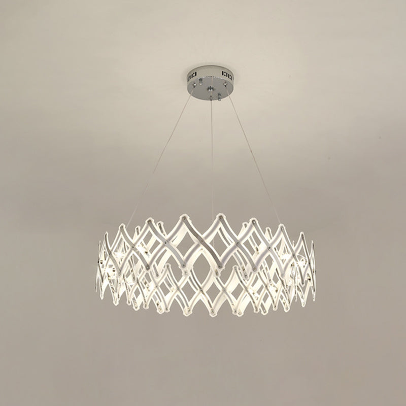31.5"/23.5" W Grid Chandelier Contemporary Acrylic Dining Room LED Suspension Lamp in Chrome/Gold, Warm/White Light Clearhalo 'Ceiling Lights' 'Chandeliers' 'Modern Chandeliers' 'Modern' Lighting' 734137