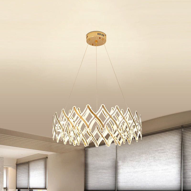 31.5"/23.5" W Grid Chandelier Contemporary Acrylic Dining Room LED Suspension Lamp in Chrome/Gold, Warm/White Light Clearhalo 'Ceiling Lights' 'Chandeliers' 'Modern Chandeliers' 'Modern' Lighting' 734141