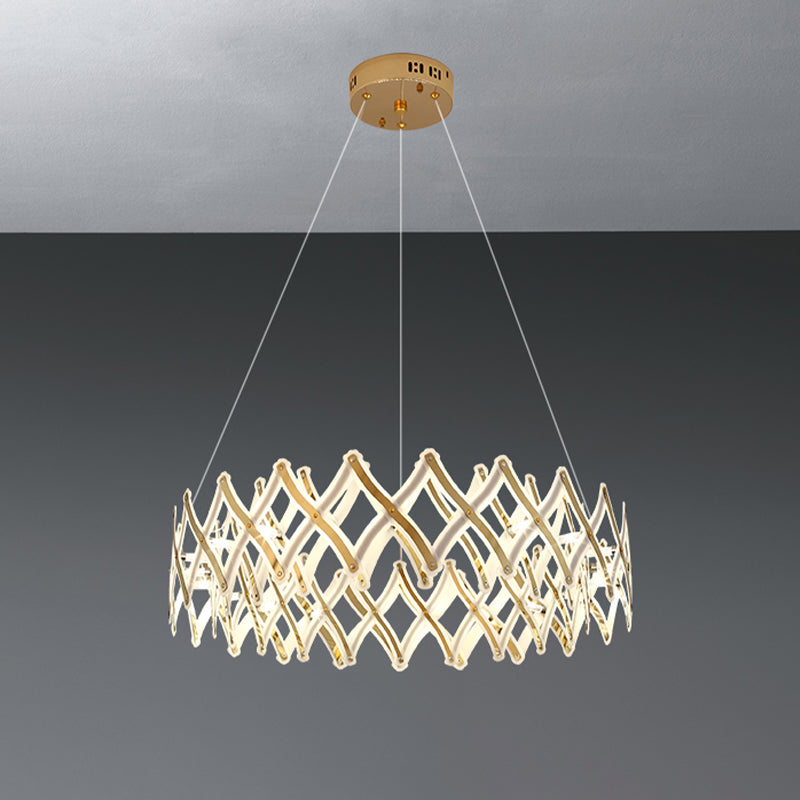 31.5"/23.5" W Grid Chandelier Contemporary Acrylic Dining Room LED Suspension Lamp in Chrome/Gold, Warm/White Light Clearhalo 'Ceiling Lights' 'Chandeliers' 'Modern Chandeliers' 'Modern' Lighting' 734142