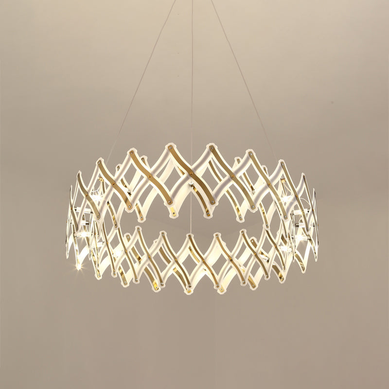 31.5"/23.5" W Grid Chandelier Contemporary Acrylic Dining Room LED Suspension Lamp in Chrome/Gold, Warm/White Light Clearhalo 'Ceiling Lights' 'Chandeliers' 'Modern Chandeliers' 'Modern' Lighting' 734143