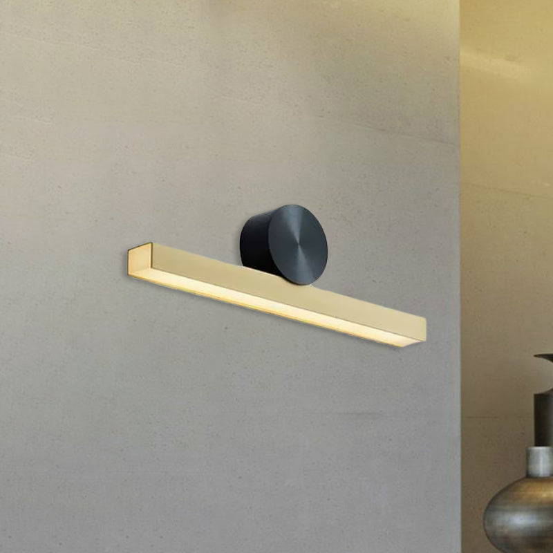 Brass Finish Linear Vanity Lighting Post Modern LED Metallic Wall Sconce Lamp in White/Warm Light Clearhalo 'Cast Iron' 'Glass' 'Industrial' 'Modern wall lights' 'Modern' 'Tiffany' 'Traditional wall lights' 'Vanity Lights' 'Wall Lights' Lighting' 734242