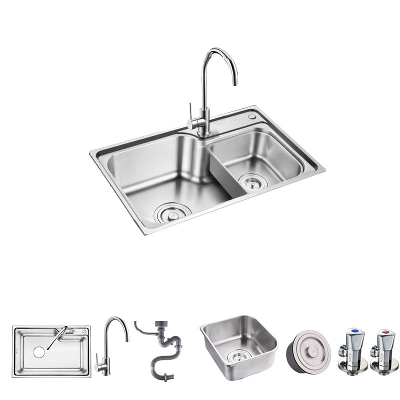 Stainless Steel Kitchen Sink Drop-In Single Bowl Kitchen Sink 28.3"L x 17.7"W x 8.7"H Sink with Faucet Stainless-Steel Faucet Clearhalo 'Home Improvement' 'home_improvement' 'home_improvement_kitchen_sinks' 'Kitchen Remodel & Kitchen Fixtures' 'Kitchen Sinks & Faucet Components' 'Kitchen Sinks' 'kitchen_sinks' 7342439