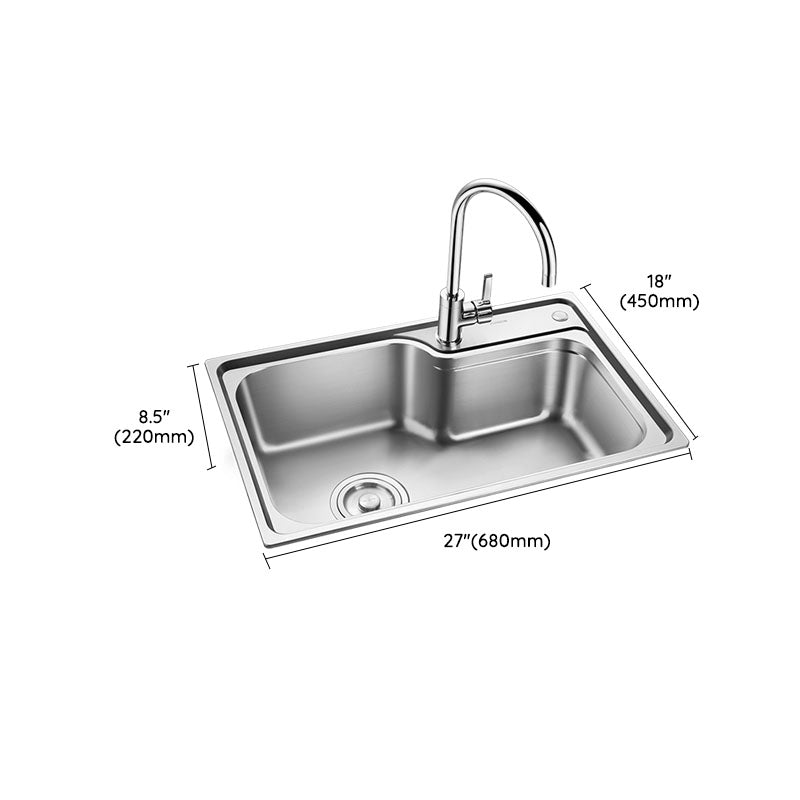 Stainless Steel Kitchen Sink Drop-In Single Bowl Kitchen Sink Clearhalo 'Home Improvement' 'home_improvement' 'home_improvement_kitchen_sinks' 'Kitchen Remodel & Kitchen Fixtures' 'Kitchen Sinks & Faucet Components' 'Kitchen Sinks' 'kitchen_sinks' 7342448