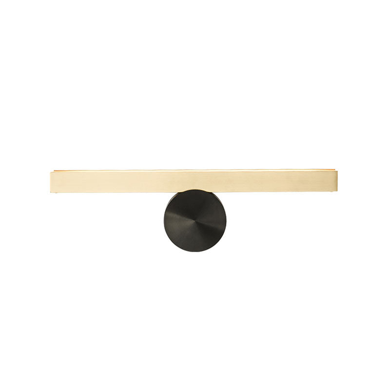 Simple Linear Vanity Wall Mount Light Metal LED Bedroom Sconce Lamp with Black Tube Backplate in Gold, White/Warm Light Clearhalo 'Cast Iron' 'Glass' 'Industrial' 'Modern wall lights' 'Modern' 'Tiffany' 'Traditional wall lights' 'Vanity Lights' 'Wall Lights' Lighting' 734248