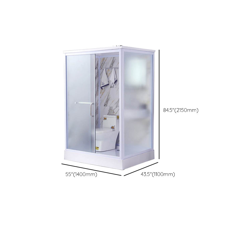 White Single Sliding Shower Kit Rectangle Frosted Shower Stall Clearhalo 'Bathroom Remodel & Bathroom Fixtures' 'Home Improvement' 'home_improvement' 'home_improvement_shower_stalls_enclosures' 'Shower Stalls & Enclosures' 'shower_stalls_enclosures' 'Showers & Bathtubs' 7342577