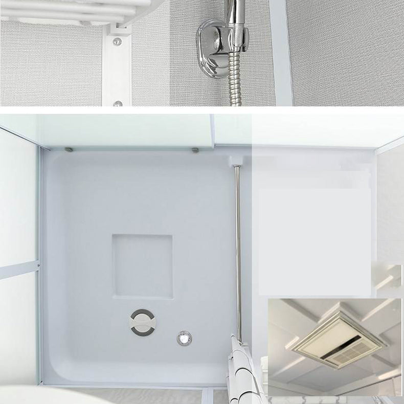 Single Sliding White Shower Kit Rectangle Frosted Shower Stall Clearhalo 'Bathroom Remodel & Bathroom Fixtures' 'Home Improvement' 'home_improvement' 'home_improvement_shower_stalls_enclosures' 'Shower Stalls & Enclosures' 'shower_stalls_enclosures' 'Showers & Bathtubs' 7342624