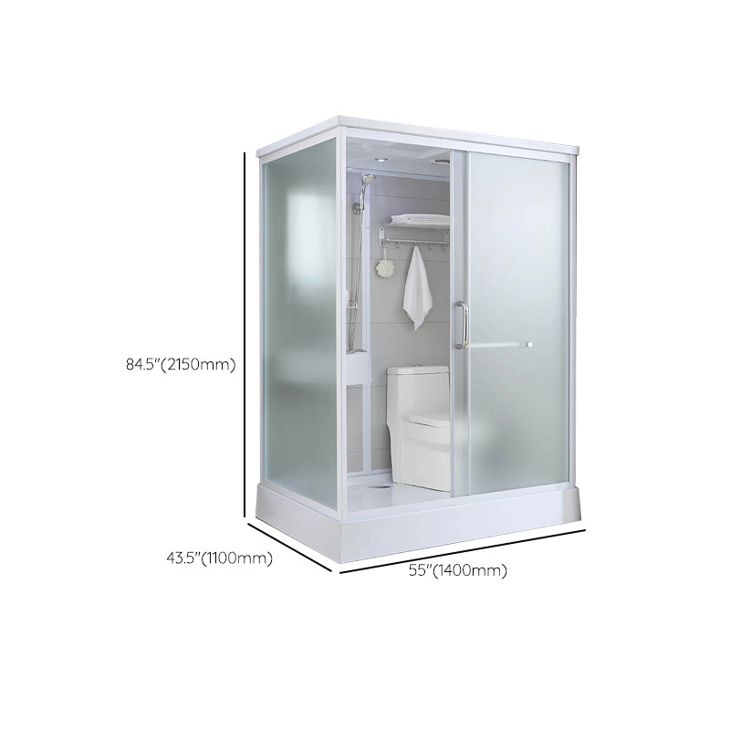 Single Sliding White Shower Kit Rectangle Frosted Shower Stall Clearhalo 'Bathroom Remodel & Bathroom Fixtures' 'Home Improvement' 'home_improvement' 'home_improvement_shower_stalls_enclosures' 'Shower Stalls & Enclosures' 'shower_stalls_enclosures' 'Showers & Bathtubs' 7342633