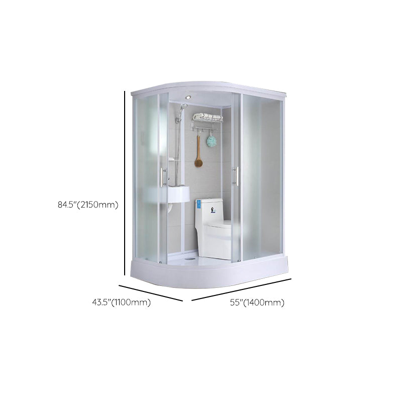 Single Sliding White Shower Kit Rectangle Frosted Shower Stall Clearhalo 'Bathroom Remodel & Bathroom Fixtures' 'Home Improvement' 'home_improvement' 'home_improvement_shower_stalls_enclosures' 'Shower Stalls & Enclosures' 'shower_stalls_enclosures' 'Showers & Bathtubs' 7342634