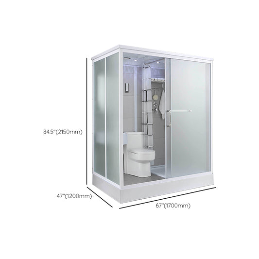 Single Sliding White Shower Kit Rectangle Frosted Shower Stall Clearhalo 'Bathroom Remodel & Bathroom Fixtures' 'Home Improvement' 'home_improvement' 'home_improvement_shower_stalls_enclosures' 'Shower Stalls & Enclosures' 'shower_stalls_enclosures' 'Showers & Bathtubs' 7342635