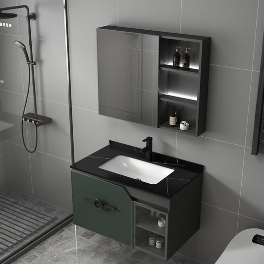 Modern Single Sink Vanity Metal Base Rectangular Wall Mount Vanity Set Clearhalo 'Bathroom Remodel & Bathroom Fixtures' 'Bathroom Vanities' 'bathroom_vanities' 'Home Improvement' 'home_improvement' 'home_improvement_bathroom_vanities' 7342858