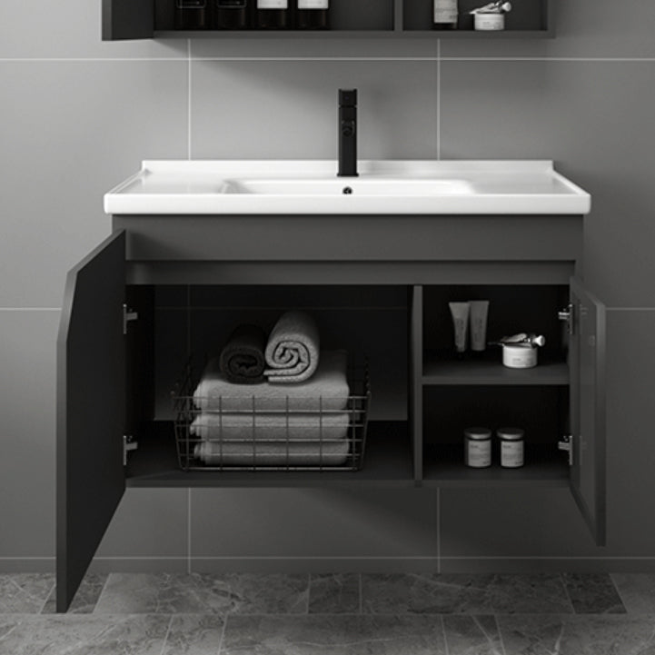 Modern Single Sink Vanity Metal Base Rectangular Wall Mount Vanity Set Clearhalo 'Bathroom Remodel & Bathroom Fixtures' 'Bathroom Vanities' 'bathroom_vanities' 'Home Improvement' 'home_improvement' 'home_improvement_bathroom_vanities' 7342868