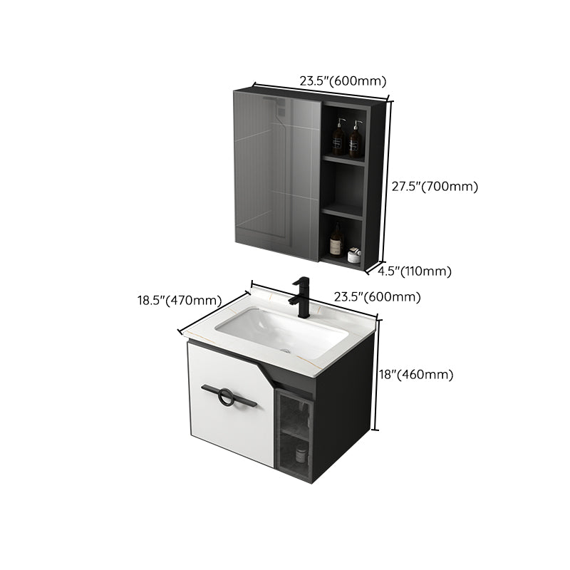 Modern Single Sink Vanity Metal Base Rectangular Wall Mount Vanity Set Clearhalo 'Bathroom Remodel & Bathroom Fixtures' 'Bathroom Vanities' 'bathroom_vanities' 'Home Improvement' 'home_improvement' 'home_improvement_bathroom_vanities' 7342881