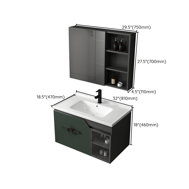 Modern Single Sink Vanity Metal Base Rectangular Wall Mount Vanity Set Clearhalo 'Bathroom Remodel & Bathroom Fixtures' 'Bathroom Vanities' 'bathroom_vanities' 'Home Improvement' 'home_improvement' 'home_improvement_bathroom_vanities' 7342886