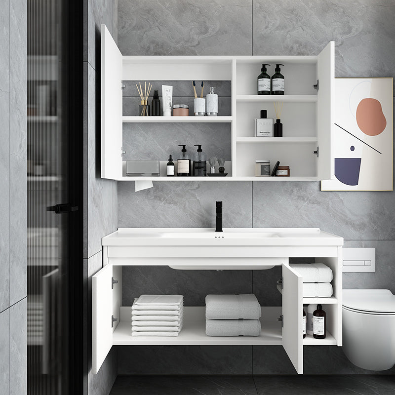 Mid Century Modern Bathroom Sink Vanity Wall Mount Bathroom Vanity with Mirror Clearhalo 'Bathroom Remodel & Bathroom Fixtures' 'Bathroom Vanities' 'bathroom_vanities' 'Home Improvement' 'home_improvement' 'home_improvement_bathroom_vanities' 7342896