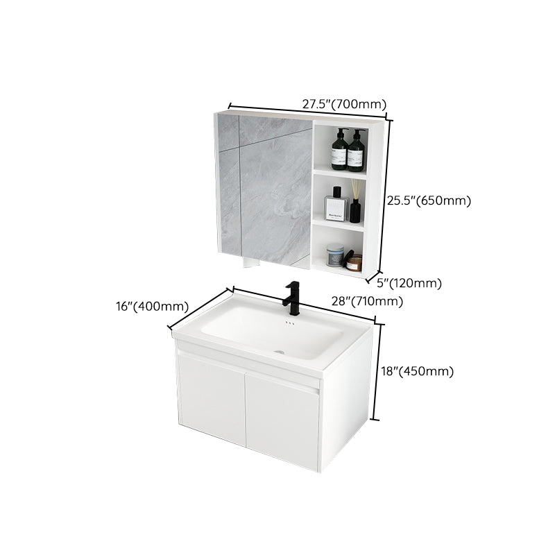 Mid Century Modern Bathroom Sink Vanity Wall Mount Bathroom Vanity with Mirror Clearhalo 'Bathroom Remodel & Bathroom Fixtures' 'Bathroom Vanities' 'bathroom_vanities' 'Home Improvement' 'home_improvement' 'home_improvement_bathroom_vanities' 7342916