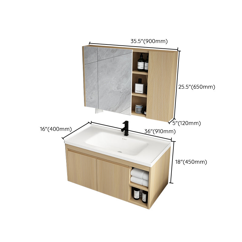 Mid Century Modern Bathroom Sink Vanity Wall Mount Bathroom Vanity with Mirror Clearhalo 'Bathroom Remodel & Bathroom Fixtures' 'Bathroom Vanities' 'bathroom_vanities' 'Home Improvement' 'home_improvement' 'home_improvement_bathroom_vanities' 7342921