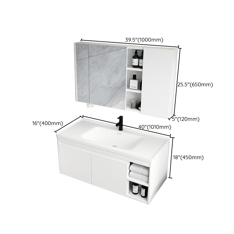 Mid Century Modern Bathroom Sink Vanity Wall Mount Bathroom Vanity with Mirror Clearhalo 'Bathroom Remodel & Bathroom Fixtures' 'Bathroom Vanities' 'bathroom_vanities' 'Home Improvement' 'home_improvement' 'home_improvement_bathroom_vanities' 7342922