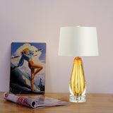 Teardrop Fabric Table Lighting Modernism 1 Head White Finish Colored Glaze Desk Lamp Clearhalo 'Lamps' 'Table Lamps' Lighting' 734301