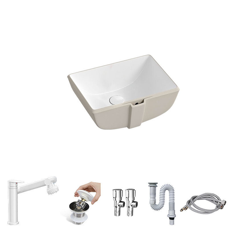 Traditional Undermount Bathroom Sink Porcelain with Pop-Up Drain Vessel 16.1"L x 11.8"W x 5.1"H Sink with Faucet Clearhalo 'Bathroom Remodel & Bathroom Fixtures' 'Bathroom Sinks & Faucet Components' 'Bathroom Sinks' 'bathroom_sink' 'Home Improvement' 'home_improvement' 'home_improvement_bathroom_sink' 7343027