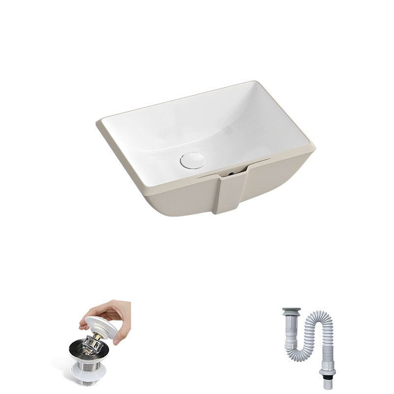 Traditional Undermount Bathroom Sink Porcelain with Pop-Up Drain Vessel 18.1"L x 12.6"W x 5.1"H Sink Clearhalo 'Bathroom Remodel & Bathroom Fixtures' 'Bathroom Sinks & Faucet Components' 'Bathroom Sinks' 'bathroom_sink' 'Home Improvement' 'home_improvement' 'home_improvement_bathroom_sink' 7343029
