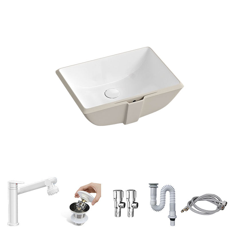 Traditional Undermount Bathroom Sink Porcelain with Pop-Up Drain Vessel 18.1"L x 12.6"W x 5.1"H Sink with Faucet Clearhalo 'Bathroom Remodel & Bathroom Fixtures' 'Bathroom Sinks & Faucet Components' 'Bathroom Sinks' 'bathroom_sink' 'Home Improvement' 'home_improvement' 'home_improvement_bathroom_sink' 7343031