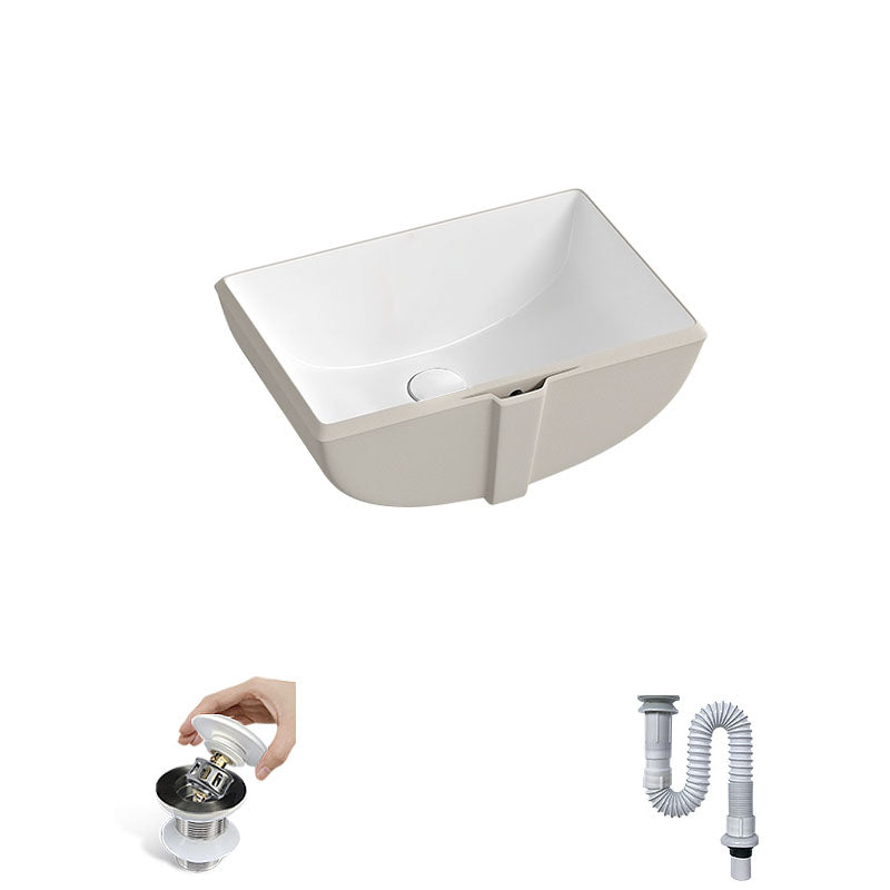 Traditional Undermount Bathroom Sink Porcelain with Pop-Up Drain Vessel 18"L x 12"W x 6"H Sink Clearhalo 'Bathroom Remodel & Bathroom Fixtures' 'Bathroom Sinks & Faucet Components' 'Bathroom Sinks' 'bathroom_sink' 'Home Improvement' 'home_improvement' 'home_improvement_bathroom_sink' 7343034
