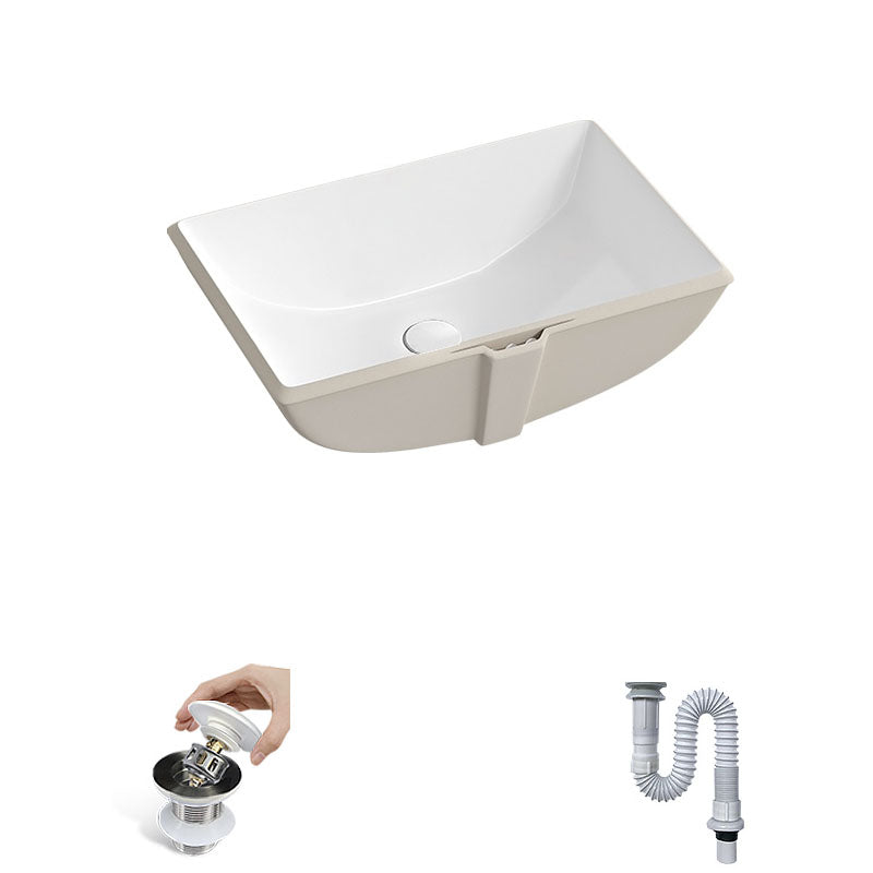 Traditional Undermount Bathroom Sink Porcelain with Pop-Up Drain Vessel 21"L x 13"W x 6"H Sink Clearhalo 'Bathroom Remodel & Bathroom Fixtures' 'Bathroom Sinks & Faucet Components' 'Bathroom Sinks' 'bathroom_sink' 'Home Improvement' 'home_improvement' 'home_improvement_bathroom_sink' 7343036